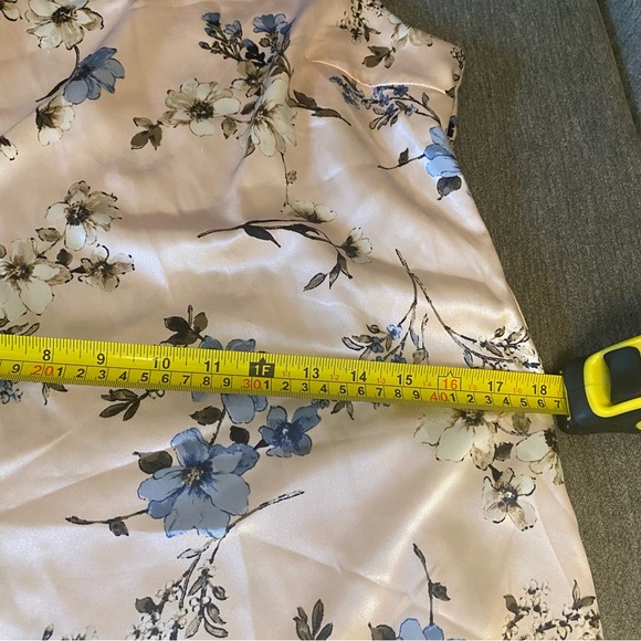 Emma & Michele Size Medium Pink and Blue Floral Satin Feel Maxi Slip Dress - Picture 10 of 11